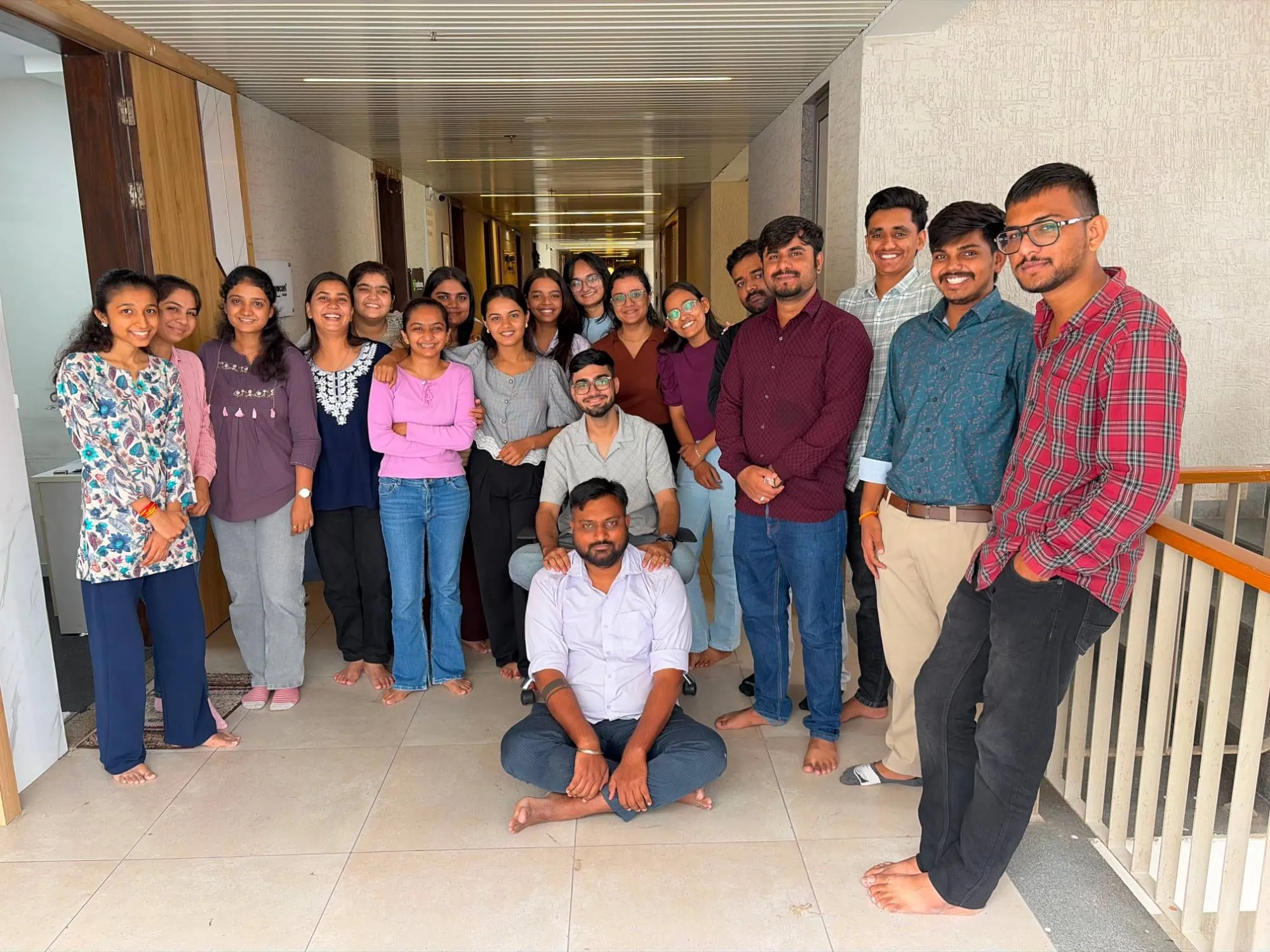 The Bizyocon team together in the corridor of their Gandhinagar office